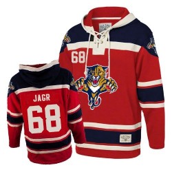 Florida Panthers Jaromir Jagr Official Red Old Time Hockey Authentic Adult Sawyer Hooded Sweatshirt Jersey