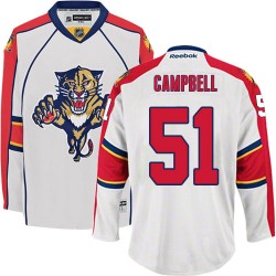 Adult Authentic Florida Panthers Brian Campbell White Away Official Reebok Jersey
