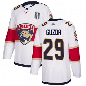 Adult Authentic Florida Panthers Mack Guzda White Away 2023 Stanley Cup Final Official Adidas Jersey