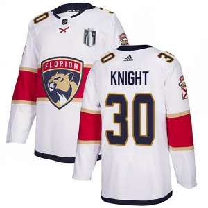 Adult Authentic Florida Panthers Spencer Knight White Away 2023 Stanley Cup Final Official Adidas Jersey