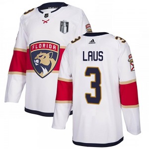 Adult Authentic Florida Panthers Paul Laus White Away 2023 Stanley Cup Final Official Adidas Jersey
