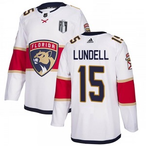 Adult Authentic Florida Panthers Anton Lundell White Away 2023 Stanley Cup Final Official Adidas Jersey