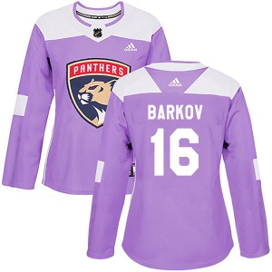 Women's Authentic Florida Panthers Aleksander Barkov Purple Fights Cancer Practice Official Adidas Jersey