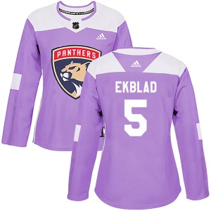 Women's Authentic Florida Panthers Aaron Ekblad Purple Fights Cancer Practice Official Adidas Jersey