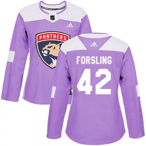Women's Authentic Florida Panthers Gustav Forsling Purple Fights Cancer Practice Official Adidas Jersey