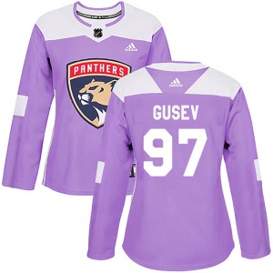 Women's Authentic Florida Panthers Nikita Gusev Purple Fights Cancer Practice Official Adidas Jersey