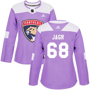 Women's Authentic Florida Panthers Jaromir Jagr Purple Fights Cancer Practice Official Adidas Jersey