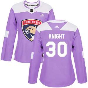 Women's Authentic Florida Panthers Spencer Knight Purple Fights Cancer Practice Official Adidas Jersey