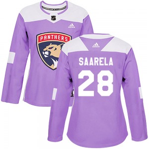 Women's Authentic Florida Panthers Aleksi Saarela Purple ized Fights Cancer Practice Official Adidas Jersey