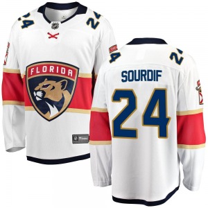 Adult Breakaway Florida Panthers Justin Sourdif White Away Official Fanatics Branded Jersey