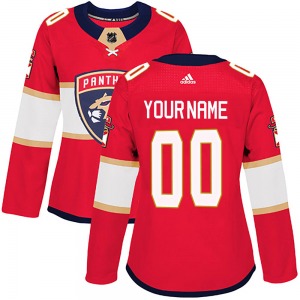 Women's Authentic Florida Panthers Custom Red Home Official Adidas Jersey