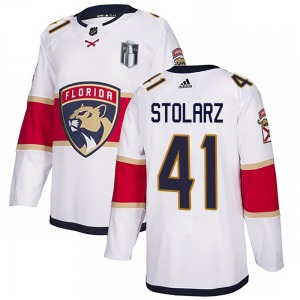 Youth Authentic Florida Panthers Anthony Stolarz White Away 2023 Stanley Cup Final Official Adidas Jersey