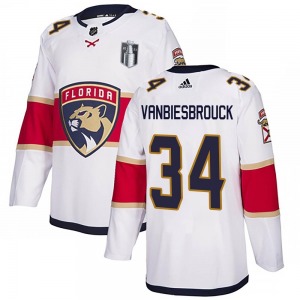 Youth Authentic Florida Panthers John Vanbiesbrouck White Away 2023 Stanley Cup Final Official Adidas Jersey