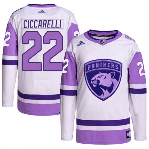 Adult Authentic Florida Panthers Dino Ciccarelli White/Purple Hockey Fights Cancer Primegreen Official Adidas Jersey
