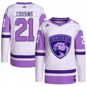 Adult Authentic Florida Panthers Nick Cousins White/Purple Hockey Fights Cancer Primegreen Official Adidas Jersey