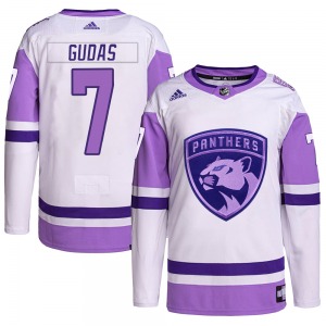 Adult Authentic Florida Panthers Radko Gudas White/Purple Hockey Fights Cancer Primegreen Official Adidas Jersey