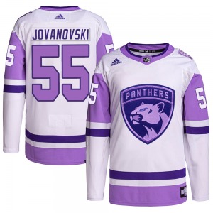 Adult Authentic Florida Panthers Ed Jovanovski White/Purple Hockey Fights Cancer Primegreen Official Adidas Jersey