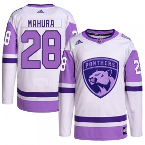 Adult Authentic Florida Panthers Josh Mahura White/Purple Hockey Fights Cancer Primegreen Official Adidas Jersey