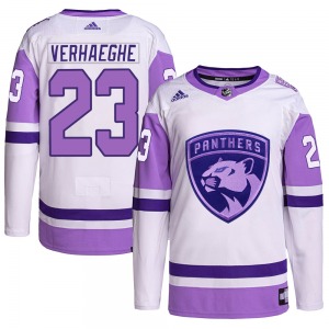 Adult Authentic Florida Panthers Carter Verhaeghe White/Purple Hockey Fights Cancer Primegreen Official Adidas Jersey