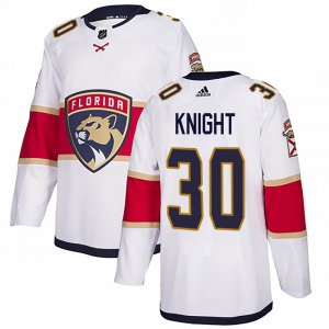 Adult Authentic Florida Panthers Spencer Knight White Away Official Adidas Jersey