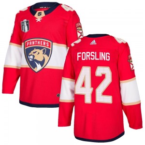 Adult Authentic Florida Panthers Gustav Forsling Red Home 2023 Stanley Cup Final Official Adidas Jersey