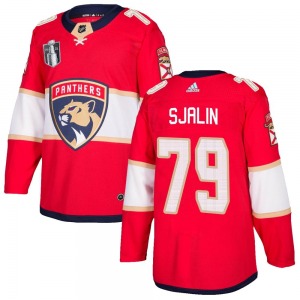 Adult Authentic Florida Panthers Calle Sjalin Red Home 2023 Stanley Cup Final Official Adidas Jersey