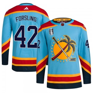 Youth Authentic Florida Panthers Gustav Forsling Light Blue Reverse Retro 2.0 2023 Stanley Cup Final Official Adidas Jersey