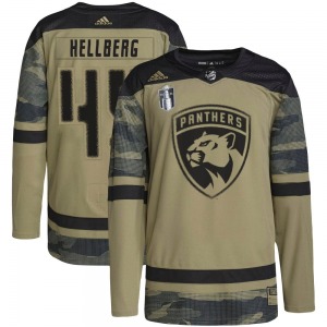 Adult Authentic Florida Panthers Magnus Hellberg Camo Military Appreciation Practice 2023 Stanley Cup Final Official Adidas Jers