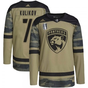 Adult Authentic Florida Panthers Dmitry Kulikov Camo Military Appreciation Practice 2023 Stanley Cup Final Official Adidas Jerse