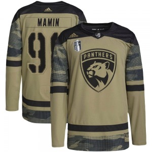 Adult Authentic Florida Panthers Maxim Mamin Camo Military Appreciation Practice 2023 Stanley Cup Final Official Adidas Jersey