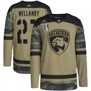 Adult Authentic Florida Panthers Scott Mellanby Camo Military Appreciation Practice 2023 Stanley Cup Final Official Adidas Jerse