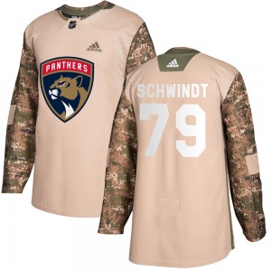 Adult Authentic Florida Panthers Cole Schwindt Camo Veterans Day Practice Official Adidas Jersey