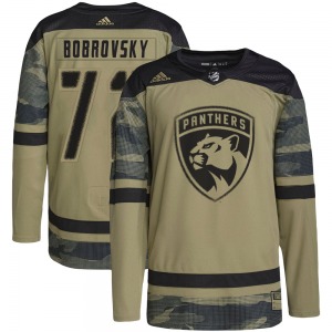 Adult Authentic Florida Panthers Sergei Bobrovsky Camo Military Appreciation Practice Official Adidas Jersey