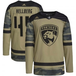 Adult Authentic Florida Panthers Magnus Hellberg Camo Military Appreciation Practice Official Adidas Jersey