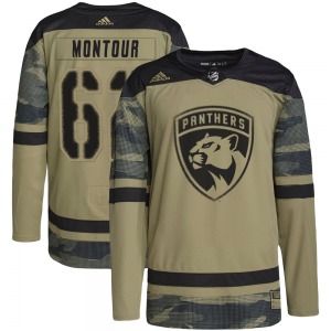 Youth Authentic Florida Panthers Brandon Montour Camo Military Appreciation Practice Official Adidas Jersey