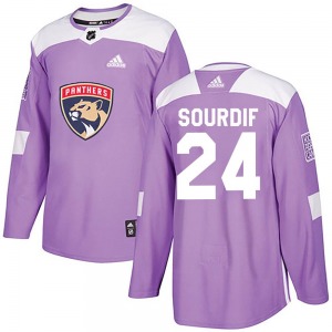 Adult Authentic Florida Panthers Justin Sourdif Purple Fights Cancer Practice Official Adidas Jersey