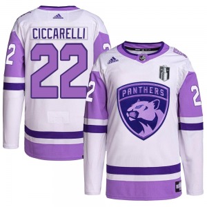 Youth Authentic Florida Panthers Dino Ciccarelli White/Purple Hockey Fights Cancer Primegreen 2023 Stanley Cup Final Official Ad