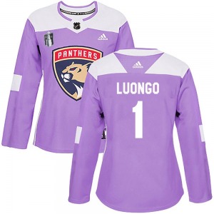 Women's Authentic Florida Panthers Roberto Luongo Purple Fights Cancer Practice 2023 Stanley Cup Final Official Adidas Jersey