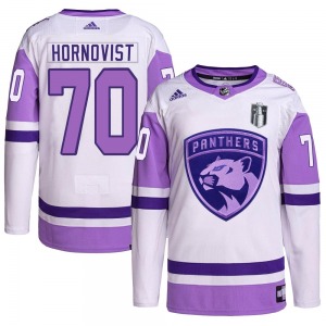 Adult Authentic Florida Panthers Patric Hornqvist White/Purple Hockey Fights Cancer Primegreen 2023 Stanley Cup Final Official A