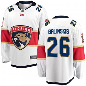 Youth Breakaway Florida Panthers Uvis Balinskis White Away Official Fanatics Branded Jersey