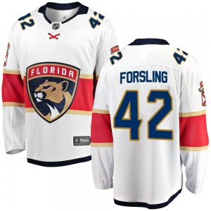 Youth Breakaway Florida Panthers Gustav Forsling White Away Official Fanatics Branded Jersey