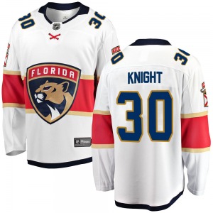 Youth Breakaway Florida Panthers Spencer Knight White Away Official Fanatics Branded Jersey