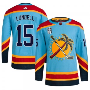 Adult Authentic Florida Panthers Anton Lundell Light Blue Reverse Retro 2.0 2023 Stanley Cup Final Official Adidas Jersey