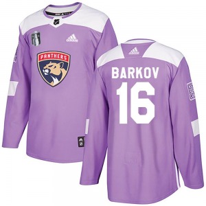 Adult Authentic Florida Panthers Aleksander Barkov Purple Fights Cancer Practice 2023 Stanley Cup Final Official Adidas Jersey