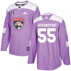 Adult Authentic Florida Panthers Ed Jovanovski Purple Fights Cancer Practice 2023 Stanley Cup Final Official Adidas Jersey
