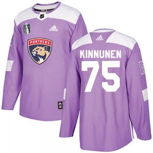 Adult Authentic Florida Panthers Santtu Kinnunen Purple Fights Cancer Practice 2023 Stanley Cup Final Official Adidas Jersey