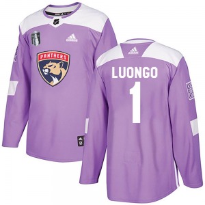 Adult Authentic Florida Panthers Roberto Luongo Purple Fights Cancer Practice 2023 Stanley Cup Final Official Adidas Jersey