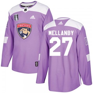 Adult Authentic Florida Panthers Scott Mellanby Purple Fights Cancer Practice 2023 Stanley Cup Final Official Adidas Jersey