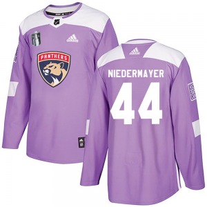 Adult Authentic Florida Panthers Rob Niedermayer Purple Fights Cancer Practice 2023 Stanley Cup Final Official Adidas Jersey