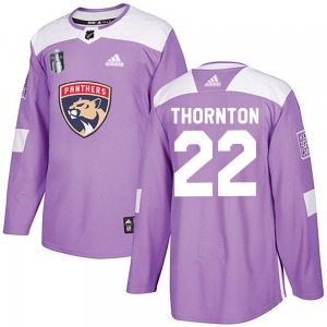 Adult Authentic Florida Panthers Shawn Thornton Purple Fights Cancer Practice 2023 Stanley Cup Final Official Adidas Jersey